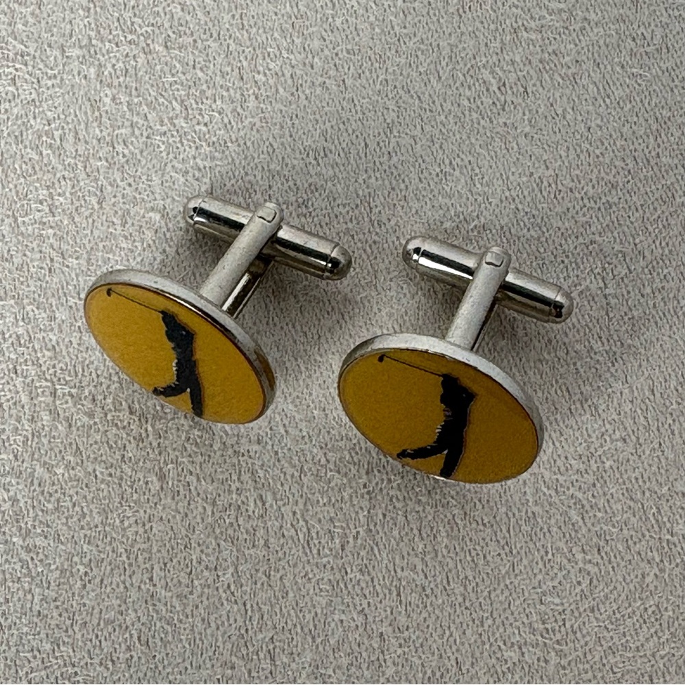 Yellow and Silver Golf Cufflinks